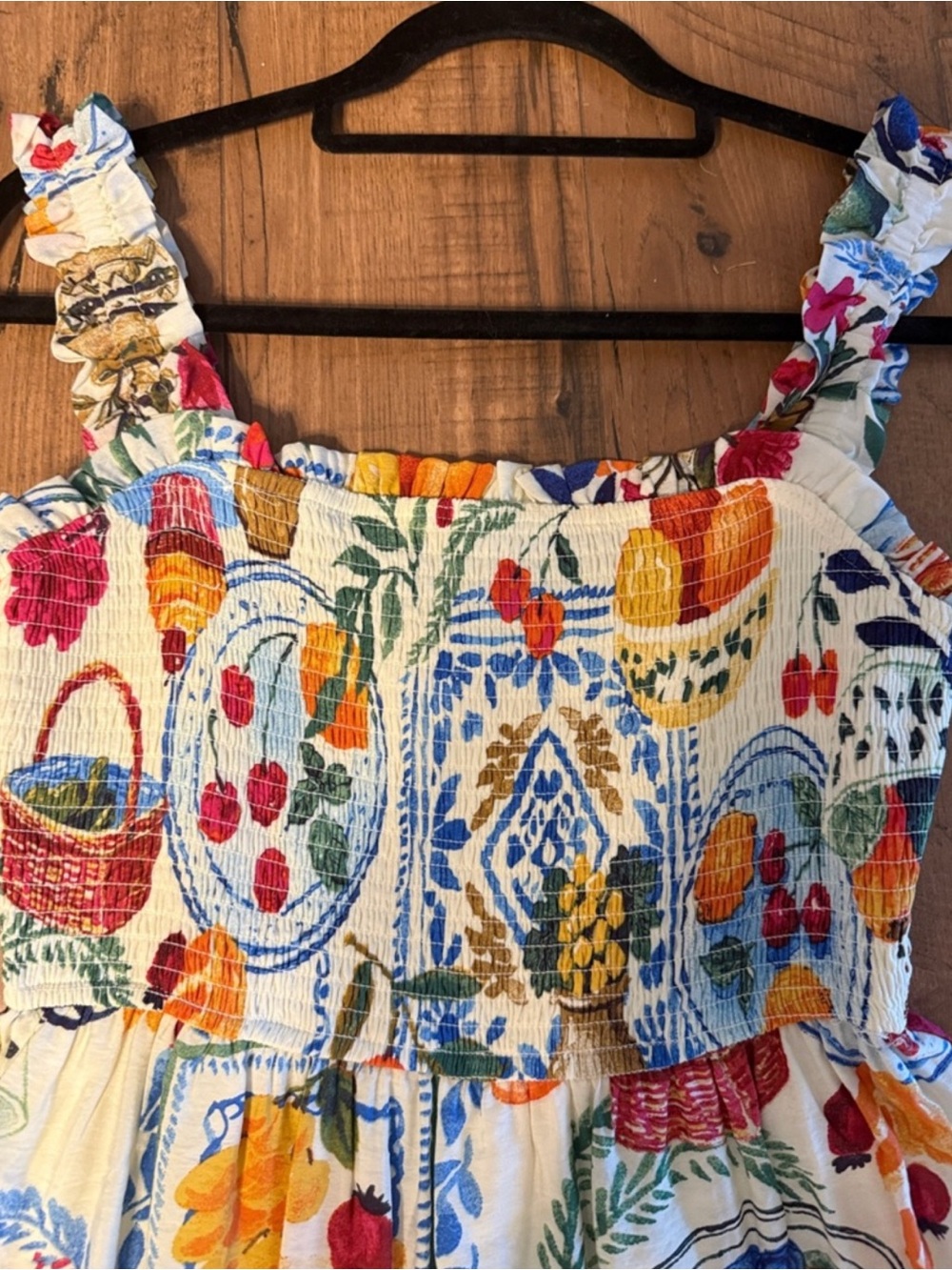 August sky fruit and floral maxi sundress size small - Picture 2 of 6
